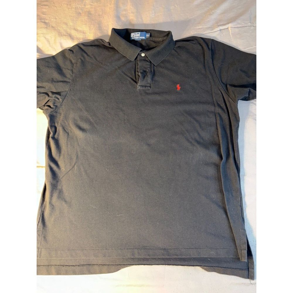 Polo Ralph Lauren Polo Shirt Mens 2XL Black Short Sleeve Collared High Low‎ Slit